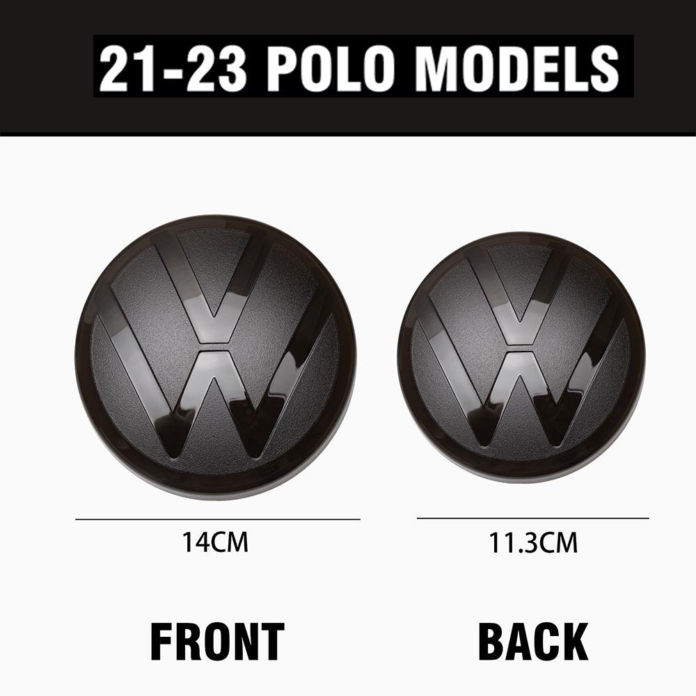 1set Car Front Grill Badges Rear Trunk Emblem Lid Covers Logo Sticker Black White Center Cover For VW POLO 13-16 17-20 21-23 Ph6