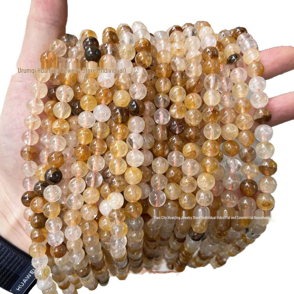 High Transparency Caramel Yellow Rutile Quartz Round Beads for DIY Jewelry