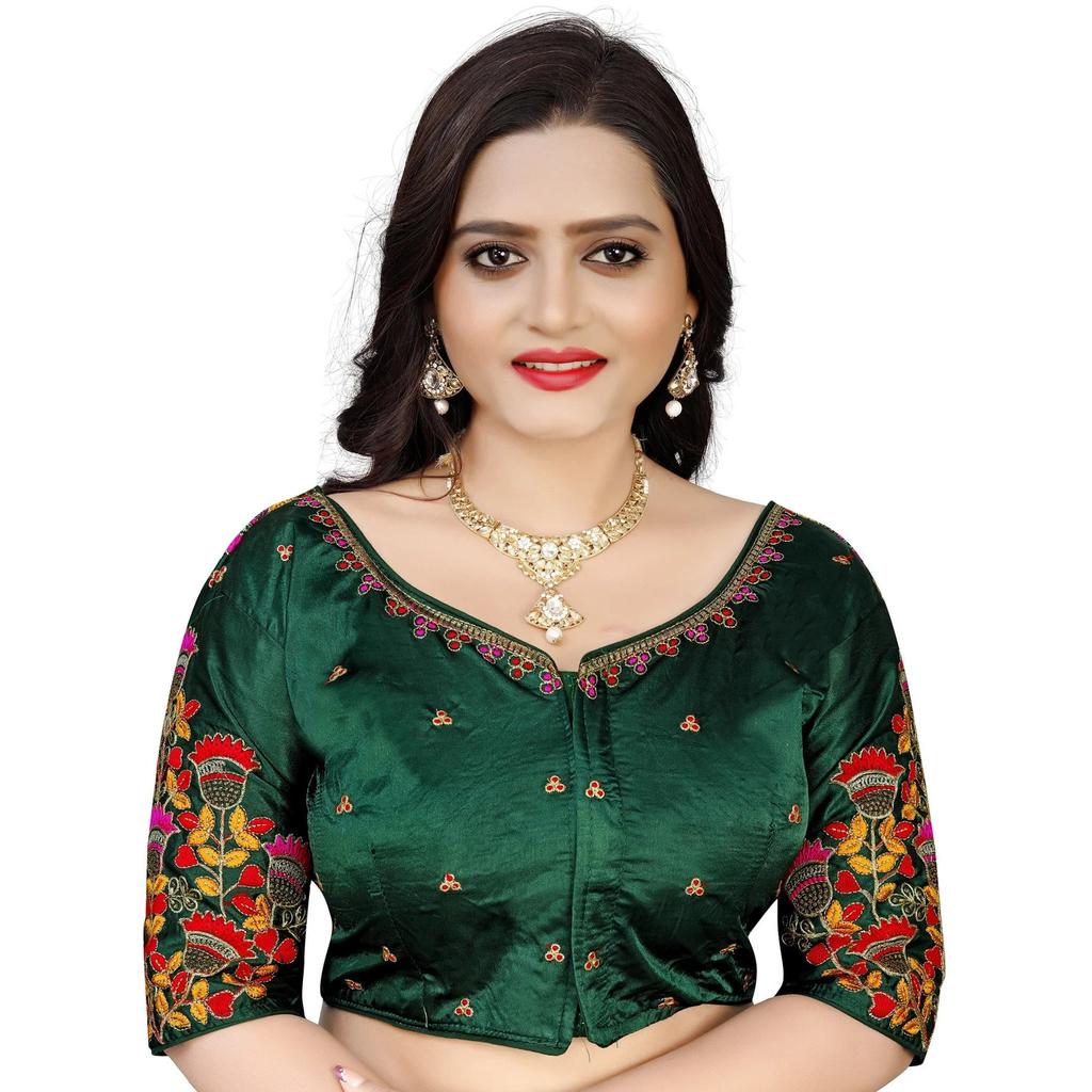 Indian Designer Silk Embroidery Blouse Women's Party Wedding Wear Ethnic Choli