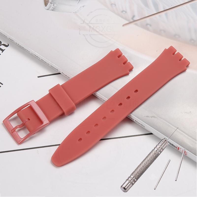 

17 мм м який силіконовий ремінець кольоровий для Swatch Водонепроникний спортивний годинник Аксесуари Ремінець Браслет Наручний ремінець 17mm