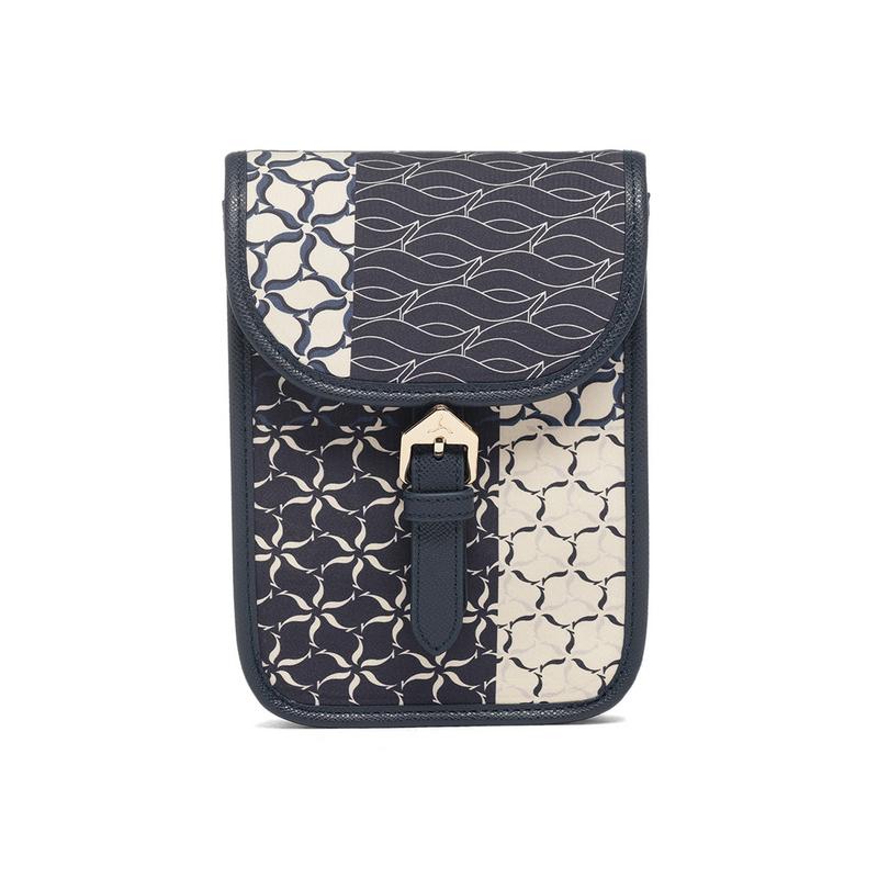 LI NING 1990 Leather With Fabric Messenger Bag, Cell Phone Pouch, Crossbody Bag, Shoulder Bag Regular Women s Blue ABDS292-4