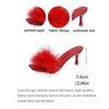 Woman Feather High Heels Pointed Toe Slippers Fashion Sandals Women Open Toe Pumps Slides White Pink Black Size 35-43