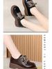 Women's Fashion Leather Loafers: Non-slip, Thick Sole, Lace-up, Casual, Versatile Shoes for Spring and Autumn.