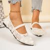 Women's Wide Width Lace Mesh Ballet Flats - Pointed Toe Elastic Slip-On Loafers, Breathable Casual Shoes for Everyday Wear
