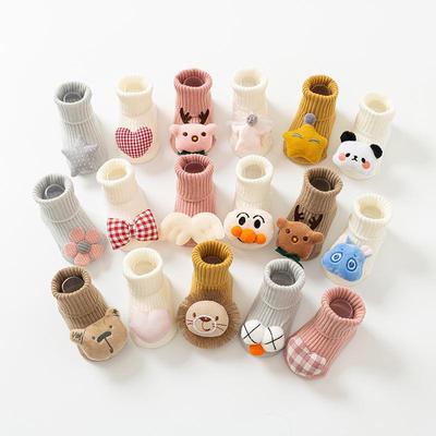 גרבי כותנה מצוירים לתינוקות מונעי החלקה - סגנון אביב/סתיו, עד אמצע השוק לניו בורן ופעוטות