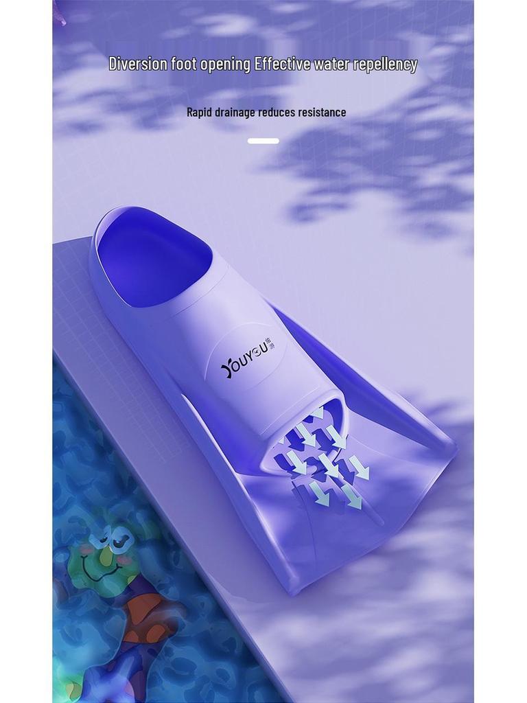 Women's and Children's Professional Short Swim Fins for Freestyle, Breaststroke, Snorkeling, and Diving