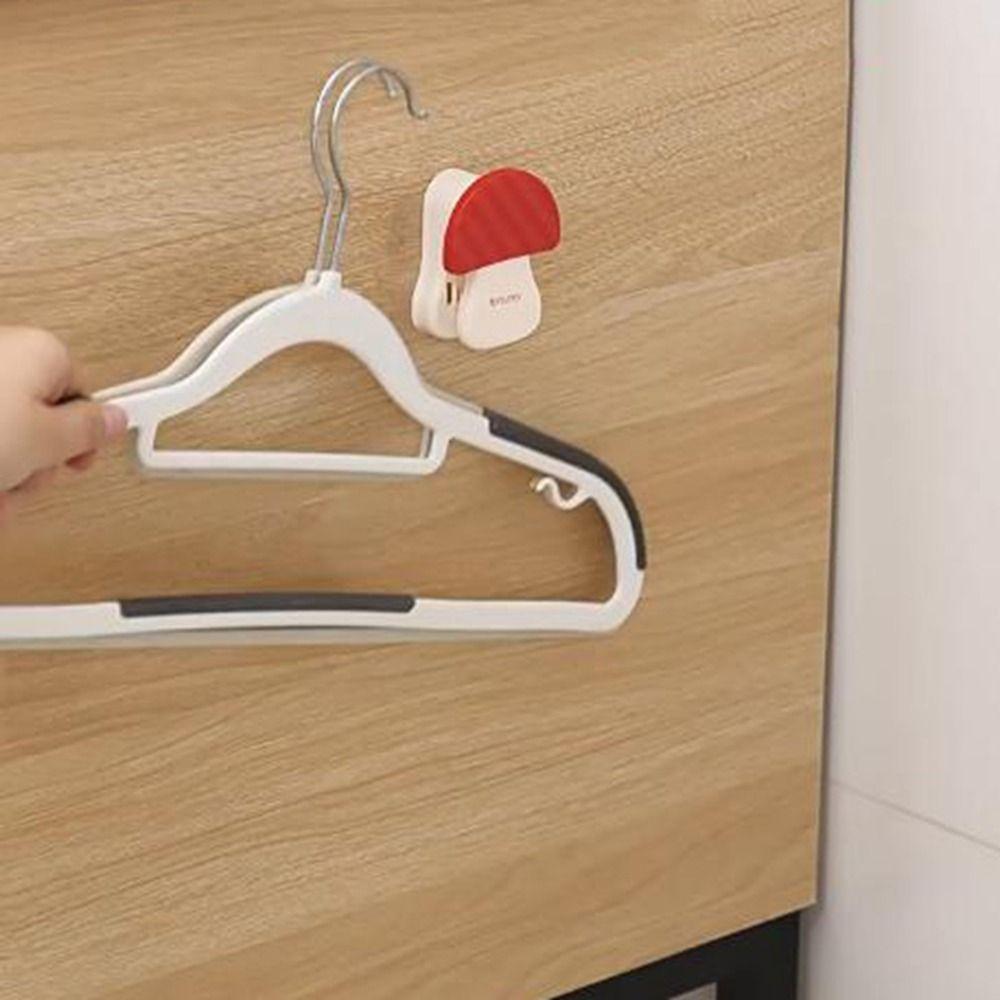 3 Pieces Cute Plastic Mushroom Shape Hook Self Adhesive Decorative Bag Hanger Non Perforated Home Storage Clips Kitchen