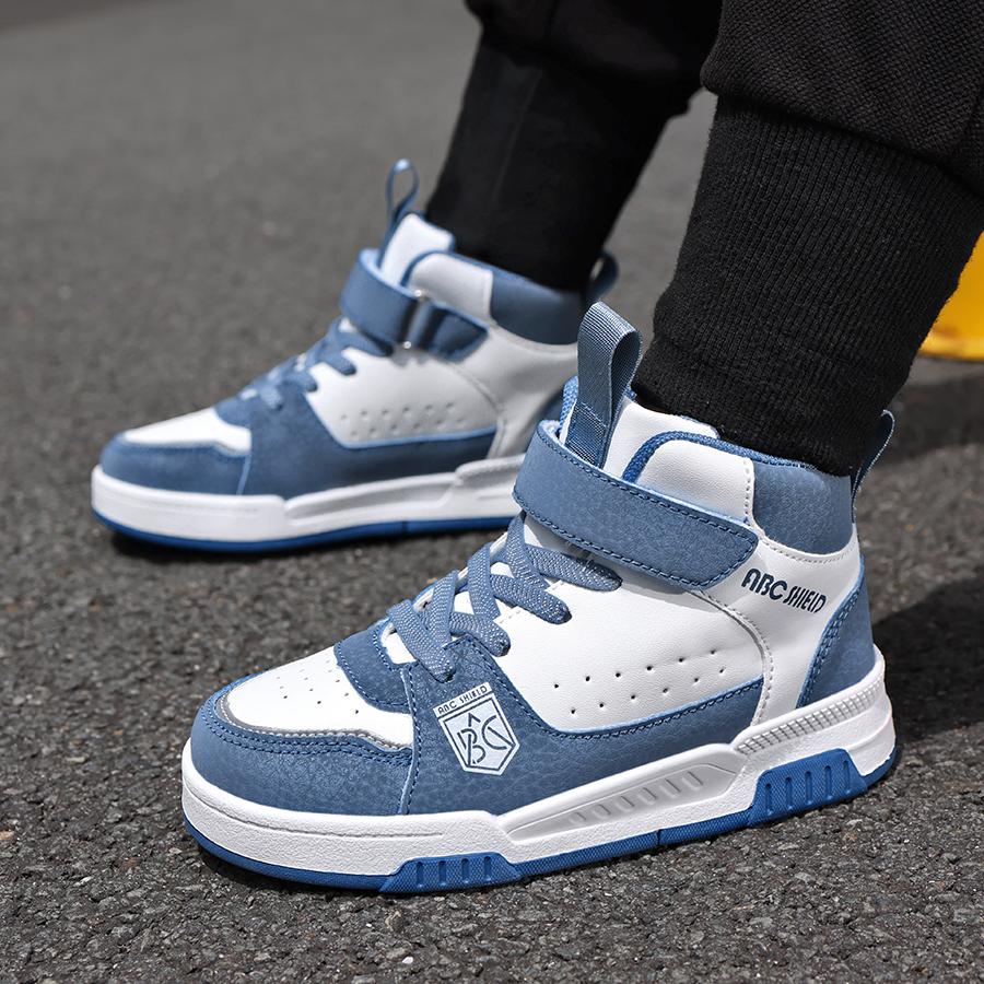 Moteable og praktiske borrelåssko med tykk såle og høy ankel for barn, utendørs fritidssportssko 28-39