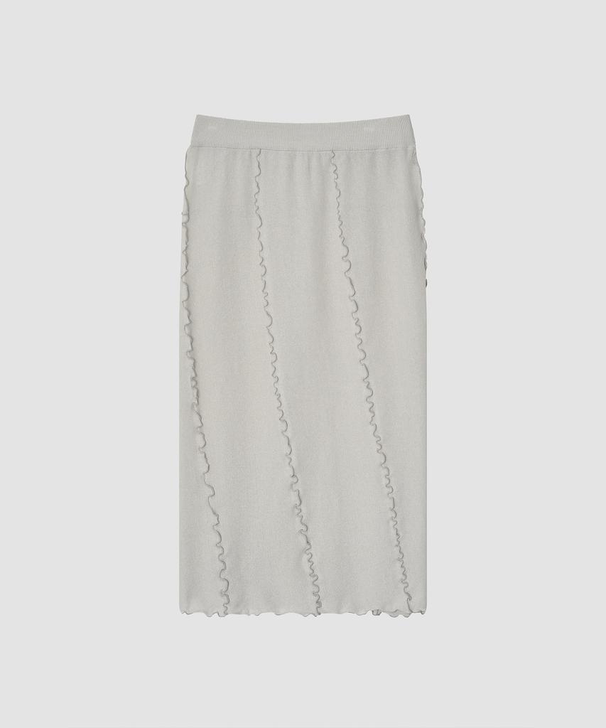 Deolil Letter Line Knit Skirt_Light Gray
