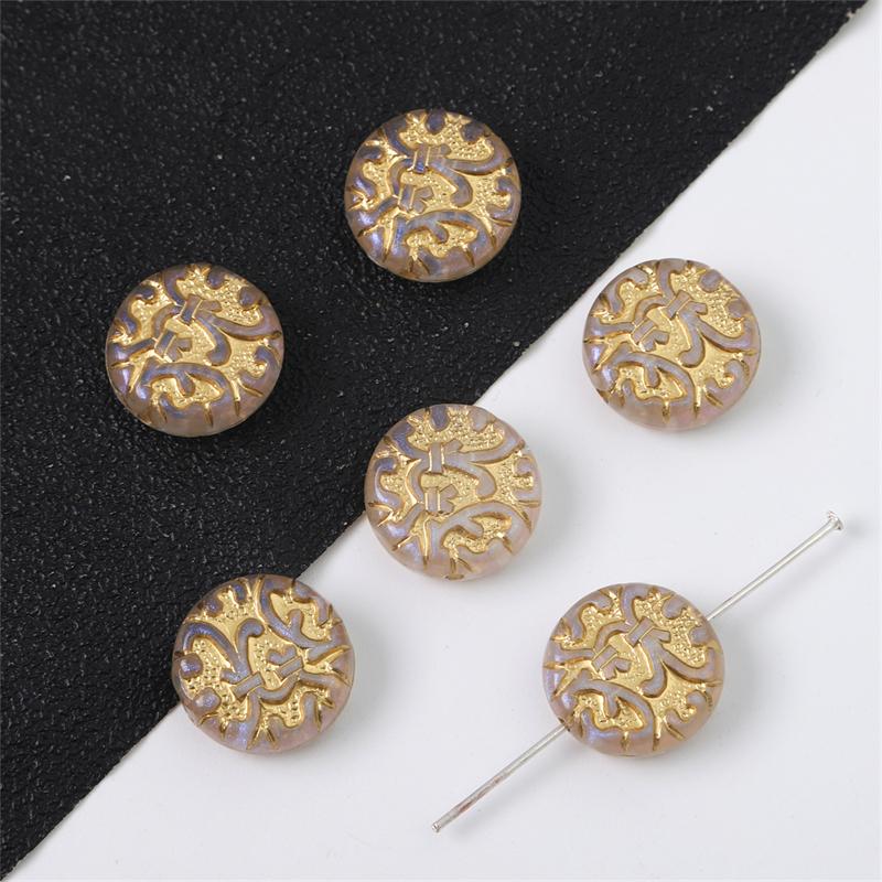 

Акриловые бусины в стиле барокко, ретро, ​​золотая картина для DIY, ожерелье, браслет, серьги, изготовление ювелирных изделий 14mm 25pcs