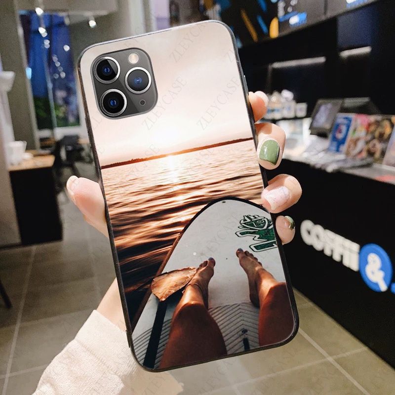 Soft Phone Cover For Iphone 12pro 13pro 11pro Max 5s 6s 7 8plus X Xr Xsmax 12 13mini Se 2020 Case Summer Beach Surfboard Surfing
