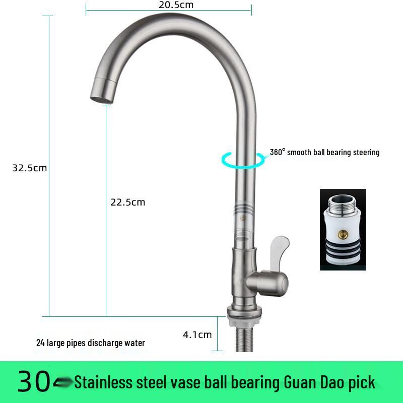 

Li Long 304 Stainless Steel Kitchen Faucet with Guan Dao Handle