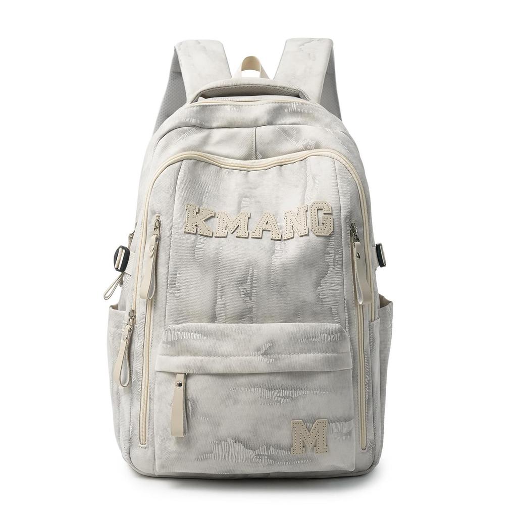 Minimalist Backpack for Women Men Letter Accent Multiple Pockets Adjustable Strap Large Capacity Casual Daily Bag for Commute Travel School No Pendant