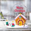 Gingerbread House Christmas Tabletop Ornamen Sign, with Candle - Snowy Design, with "Merry Christmas" Message, Holiday Gift for Family & Friends,
