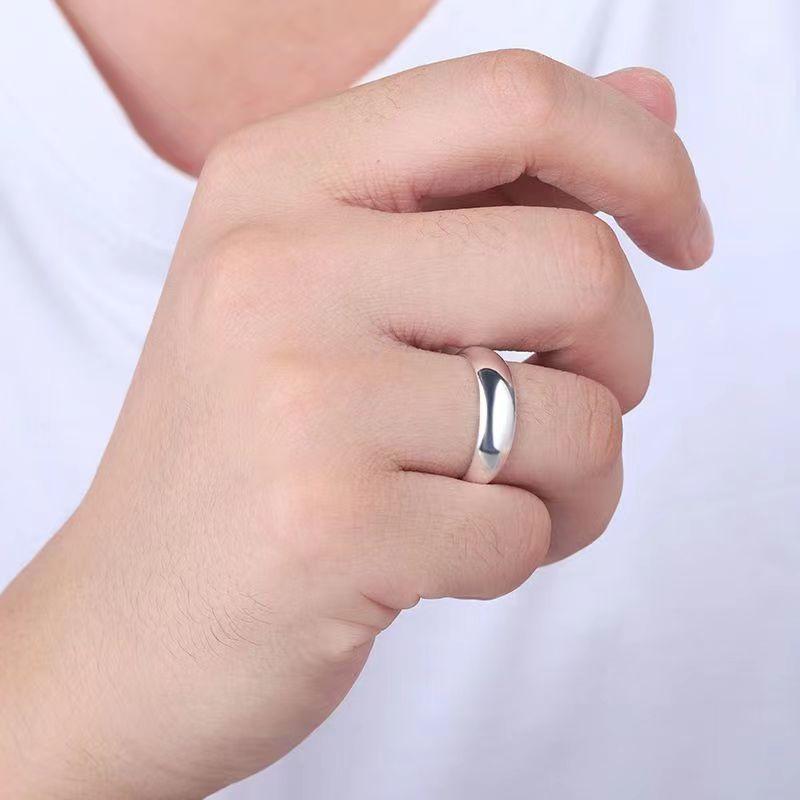 Buyee 925 Sterling Silver Couples Ring Polishing Open Ring Finger for Women Men Fashion Wedding Fine Jewelry Circle Gift