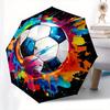 Soccer Ball Artwork Automatic Folding Umbrella  Simple Eight Rib Design, Bright Color Pattern, Durable Iron Frame, Ideal for Travel and Outd