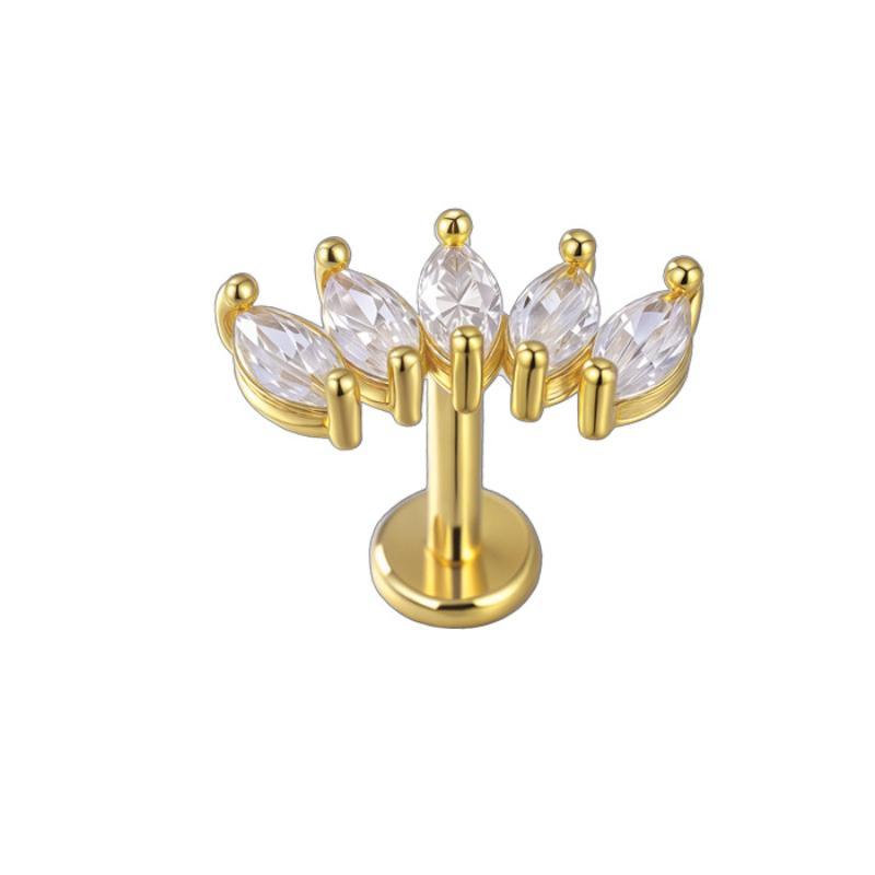 1 Adet Çiçek Tragus Piercing Küpe Ucu İçten Dişli 316L Cerrahi Çelik Takı