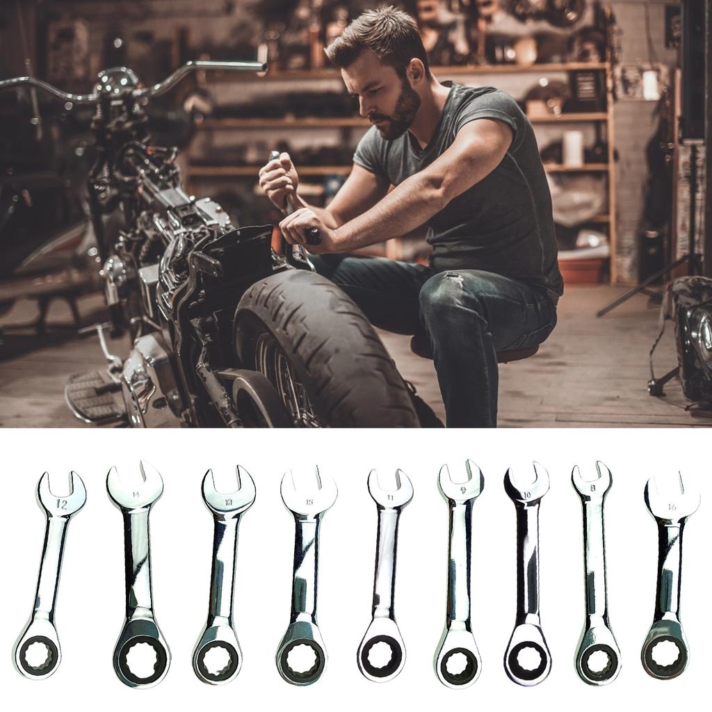 Ratchet Socket Wrench 8-18mm Short Handle Ratchet Wrench Combination Wrench Quick Open Spanner Hand Repair Tool