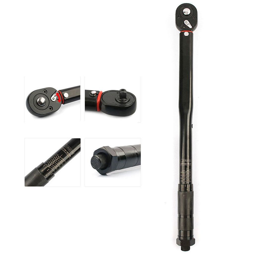 1/2 Inch Drive Click Torque Wrench 5-100 Ft-lb Dual-Direction Adjustable Torque Wrench Set with Extension & Adapters