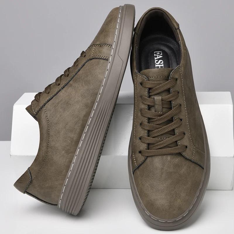 Mode Herrenschuhe Echtes Leder Freizeitschuhe Luxusmarke Bequeme Sneaker Herren Vintage Leicht Atmungsaktiv Laufschuhe