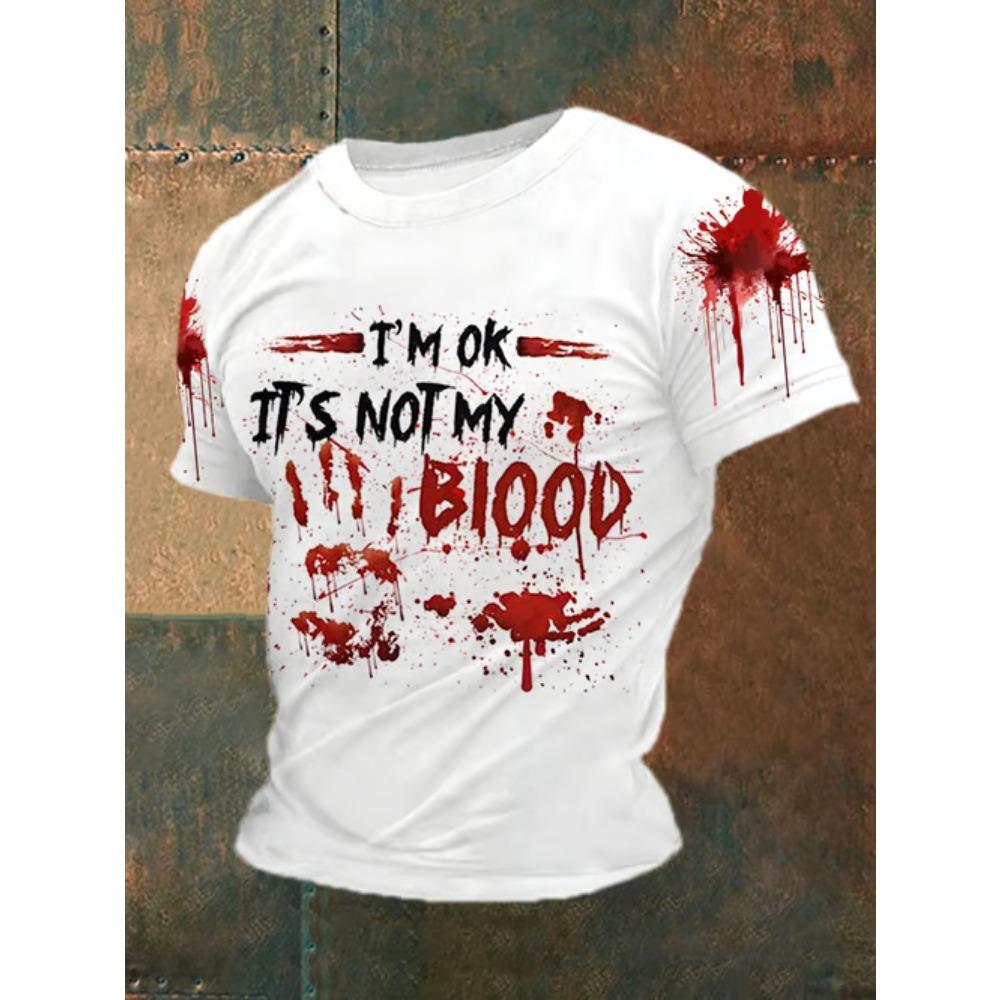 Sommer Briefe Blutiges Muster Gedruckt Herren Kurzarm Rundhals T-Shirt Atmungsaktiv Leicht Party Oberteil Damen T-Shirts Kleidung