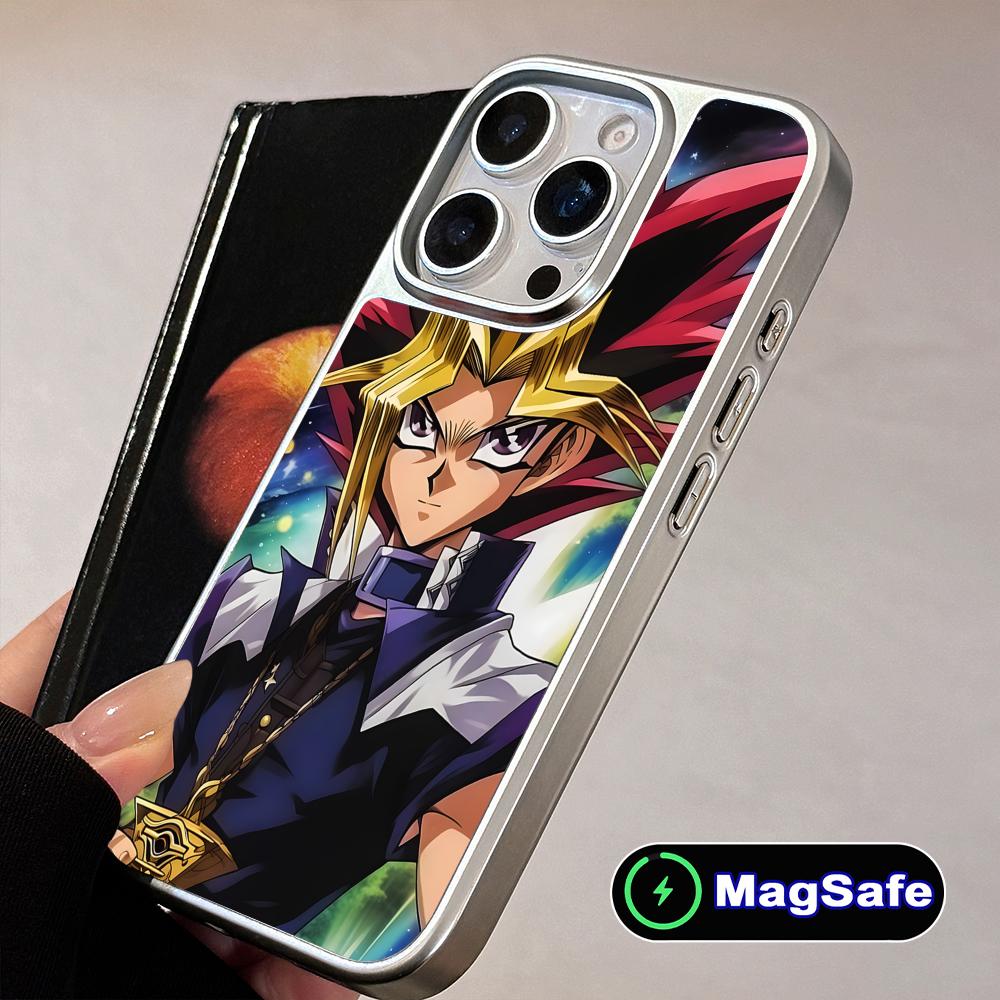 Yugioh Yami Yugi Mobile Phone Case for iPhone 17 16 15 14 13 12 11 Air Pro Max Plus Magsafe Silver Plating Colorful Cover Cover