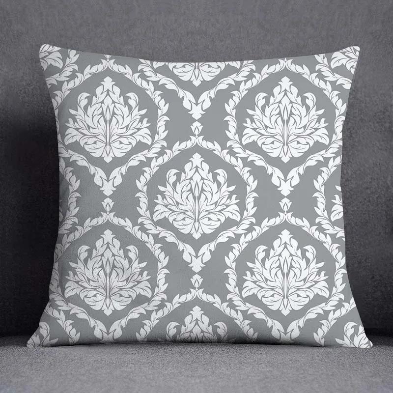 Pillowcase Home Office Decor Cushion Cover Grey Low White Floral Pattern