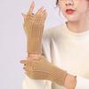 Autumn and Winter Women's Fashion All-match Knitted Warm Half Finger Gloves
