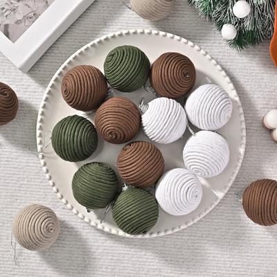 Weihnachtsbaumkugel-Ornamente 12 Stück Baumwollseil Handgefertigt Rustikale Dekoration Weihnachtsbaumschmuck-Set Für Badezimmer Zuhause Winter