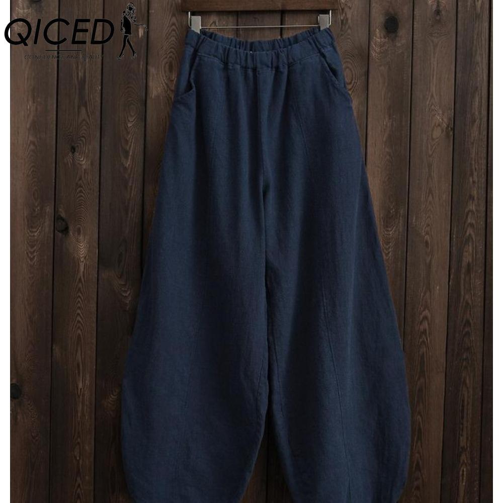 

QICED Женские модные повседневные брюки и капри с принтом однотонного цвета XXL темно-синий