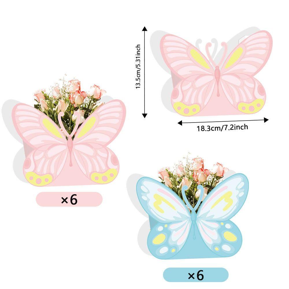 12PCS Multicolor Butterfly Flower Basket Paper Tabletop Ornament Party Supplies
