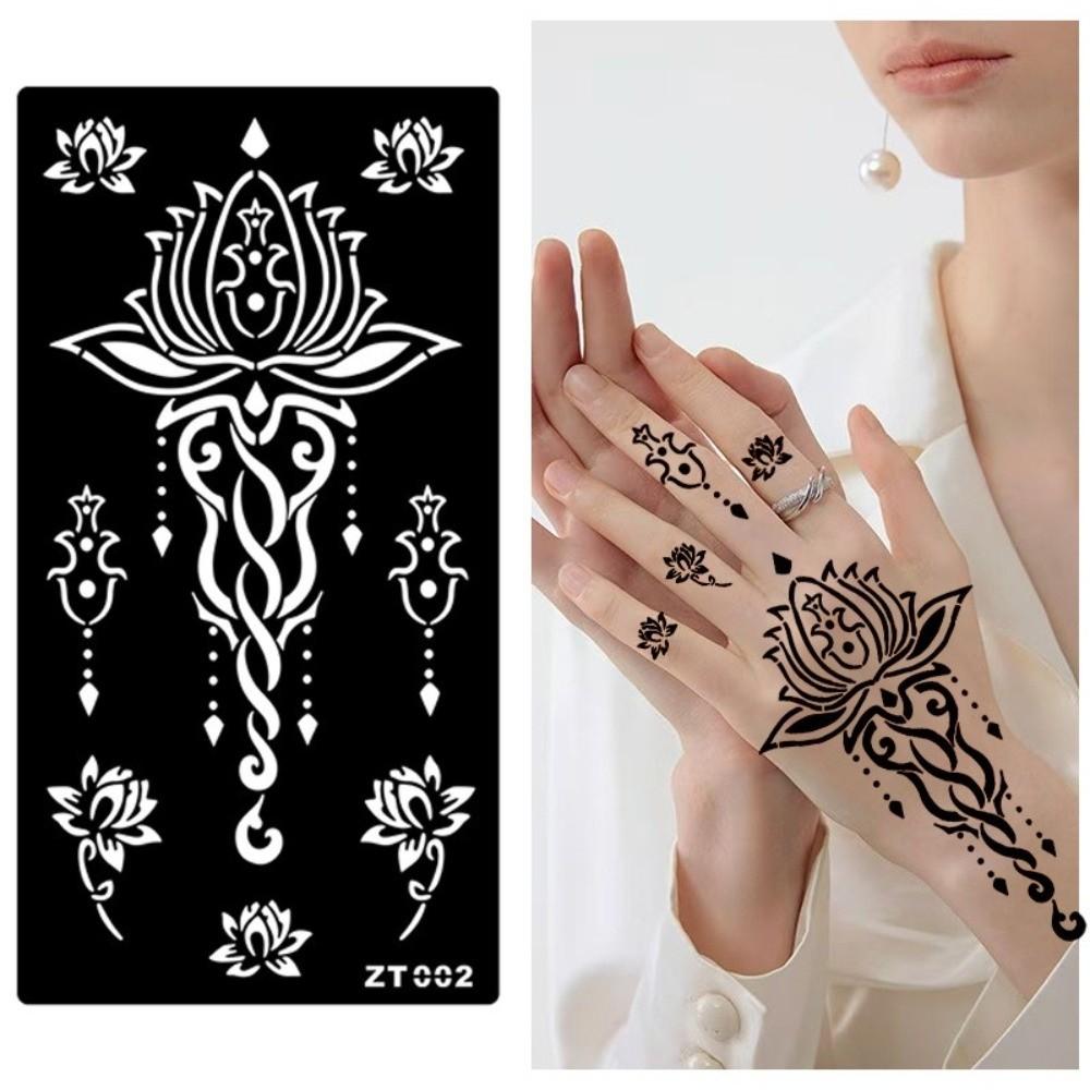 Personalized Flower Tattoo Stickers Ethnic Style Black Tattoo Decals Festival