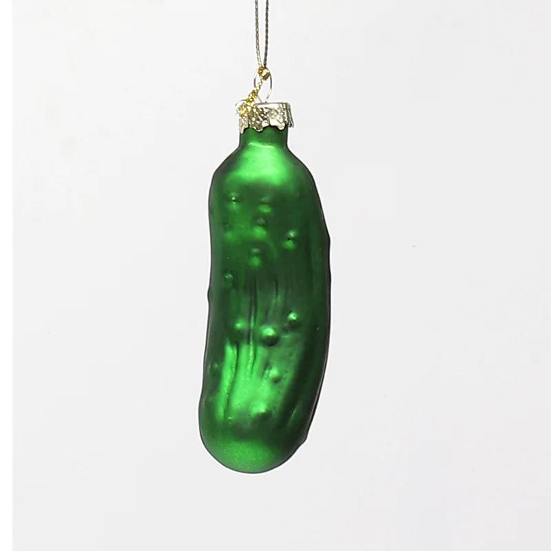 

1pcs Christmas Cucumber Pendant Glass Cucumber Hanging Ornaments Tree Decoration for Bedroom Living Room Craft Pendant Tags 3X10cm