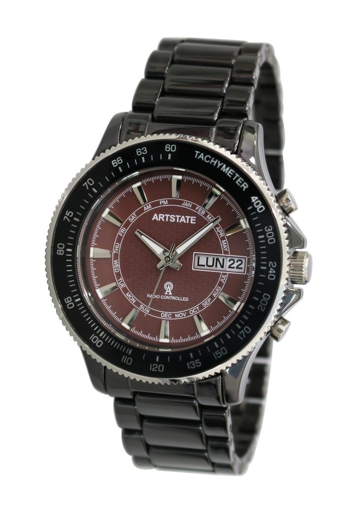 Watch with Date and Day Light Long Life [ARTSTATE W335B] Men's Radio-Controlled Display, Function, Black, Ceramic,