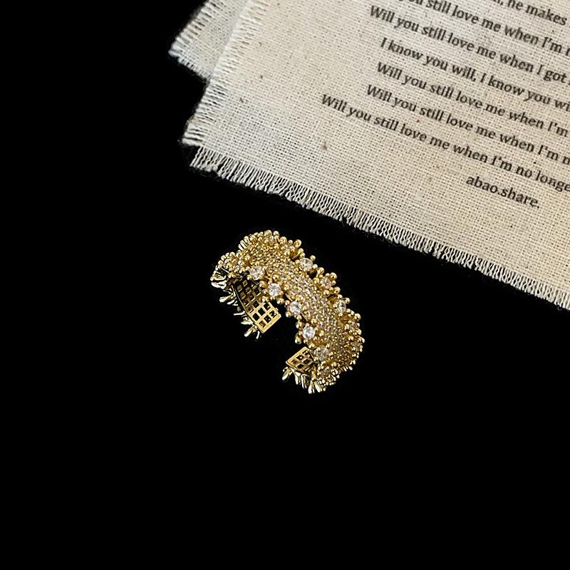 Fine Flash Cyrkon Cyrkon Otwarty Pierścień Damski Lekki Luksusowy Wysoki Sens Wykwintny Unikalny Modny Uniwersalny Pierścień Pierścień