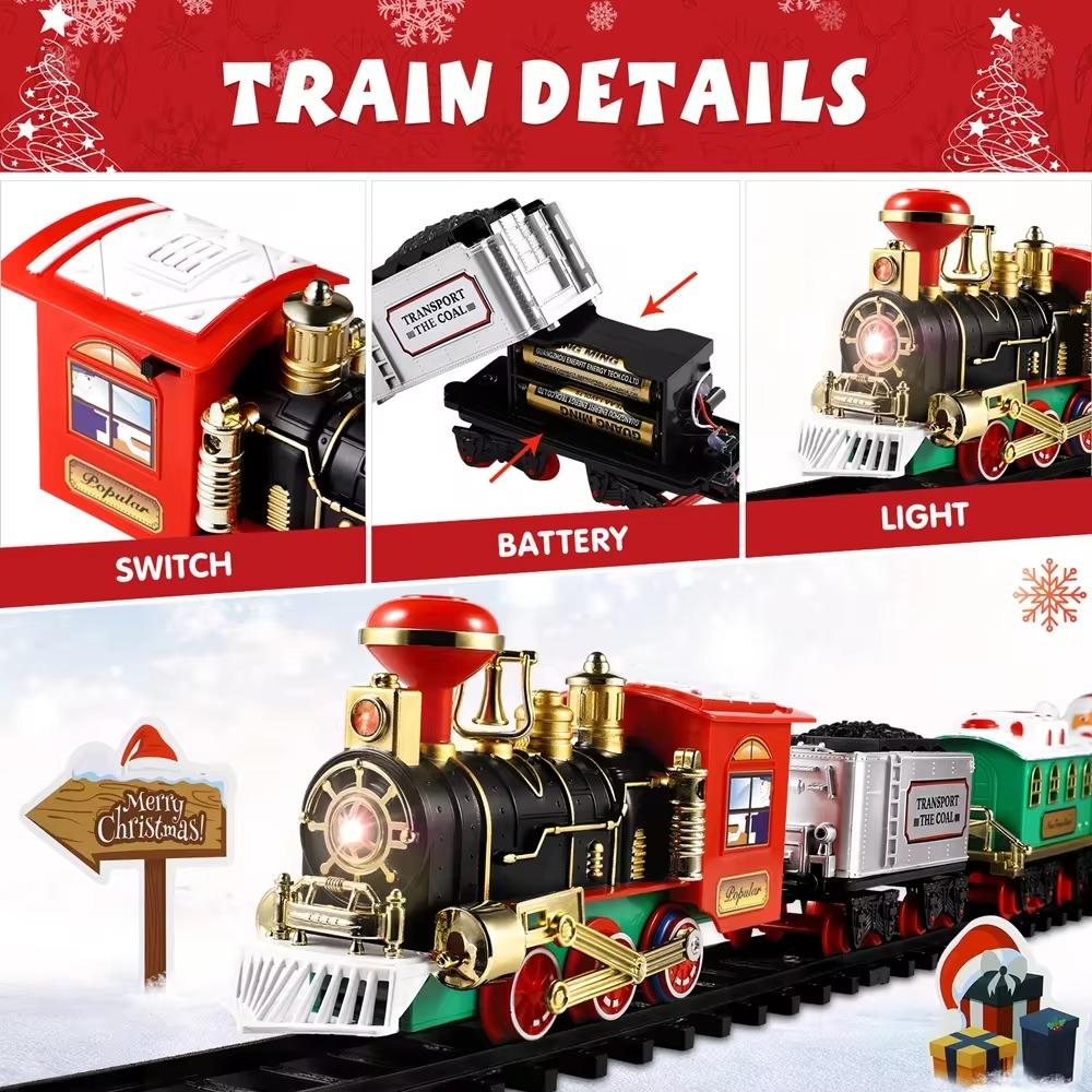 Set Treno di Natale con Luci Suoni Set Binari Ferroviari Locomotiva Motrice per Albero di Natale Giocattoli Elettronici Regalo per Bambini