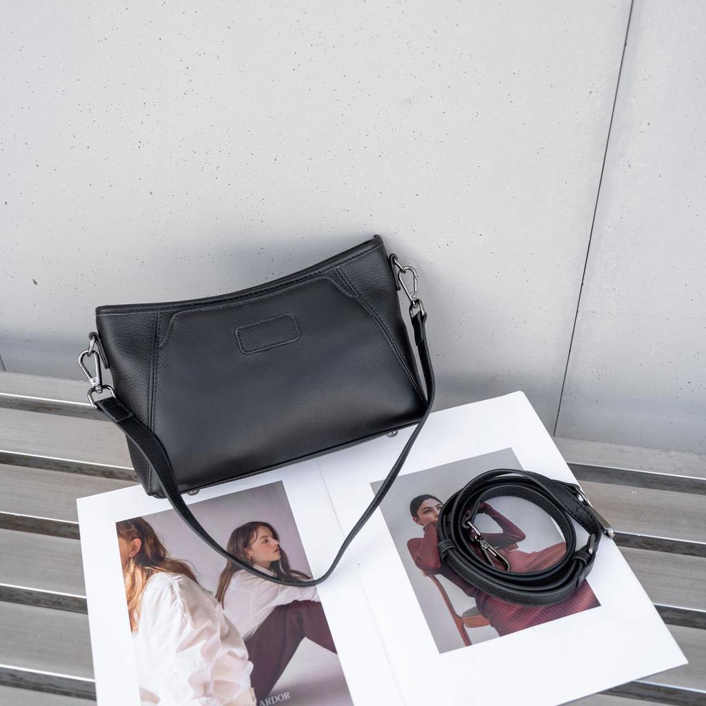 Cowhide Single Shoulder Solid Color Women's Bag Women's Fashion Simple Pillow Bag Practical Solid Color Soft Leather Bag Oblique Span Bag