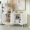Modern Minimalist Pure White Sideboard with 4 Doors in Arched Pattern for Dining Room And Living Room (White)