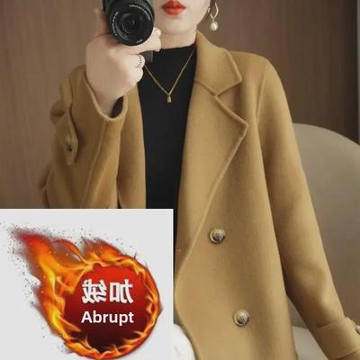 Women's Plush Short Woolen Coat 2024: Thick, Loose Fit with Suit Collar for Autumn & Winter