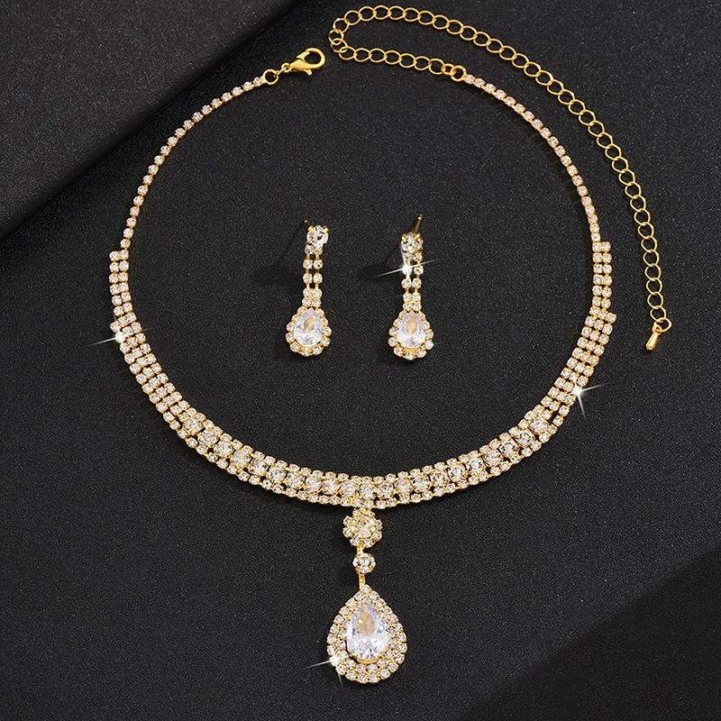 1Set  Bridal Jewelry Sets For Women Simple Earring Necklace Set Exquisite  Necklaces Earrings Set Gifts