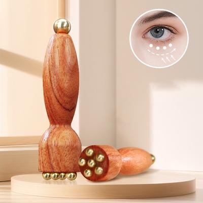 Professionelles Lotus-Samenkapsel Schönheits-Messing & Rosenholz Gesichts-Gua Sha Werkzeug Augenentspannung Punkt Meridiane Akupunkturpunkt Massage Handheld