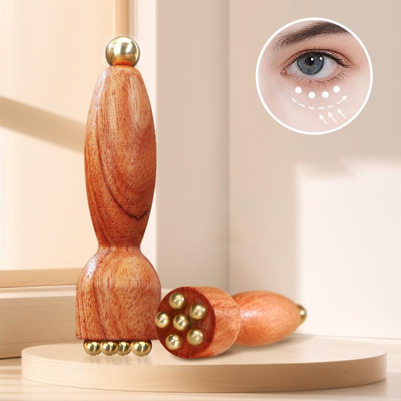 Professional Lotus Seedpod Beauty Brass & Rosewood Facial Gua Sha Tool Eye Relaxation Spot Meridians Acupoint Massage Handheld