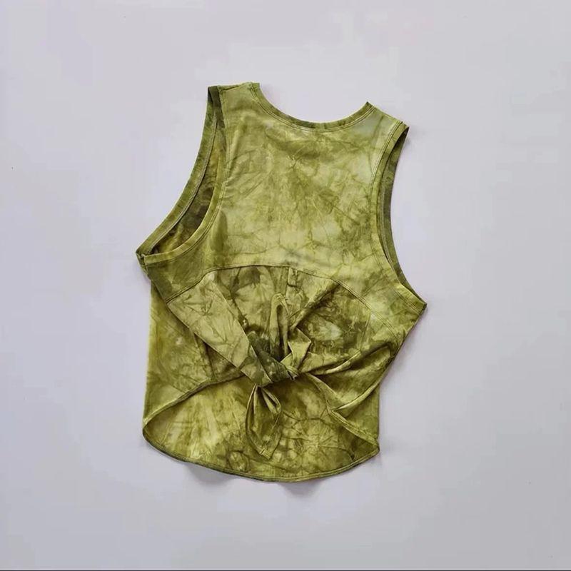 

Свободный спортивный топ женский дышащий для бега с вырезами на рукавах фитнес-футболка для йоги тренировочная без рукавов накидка летняя тонкая Avocado Green M