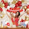 New Year Red Balloons Garland White Gold Confetti Balloon Arch Kit Wedding Bridal Shower Home Party Decoration Background Globos