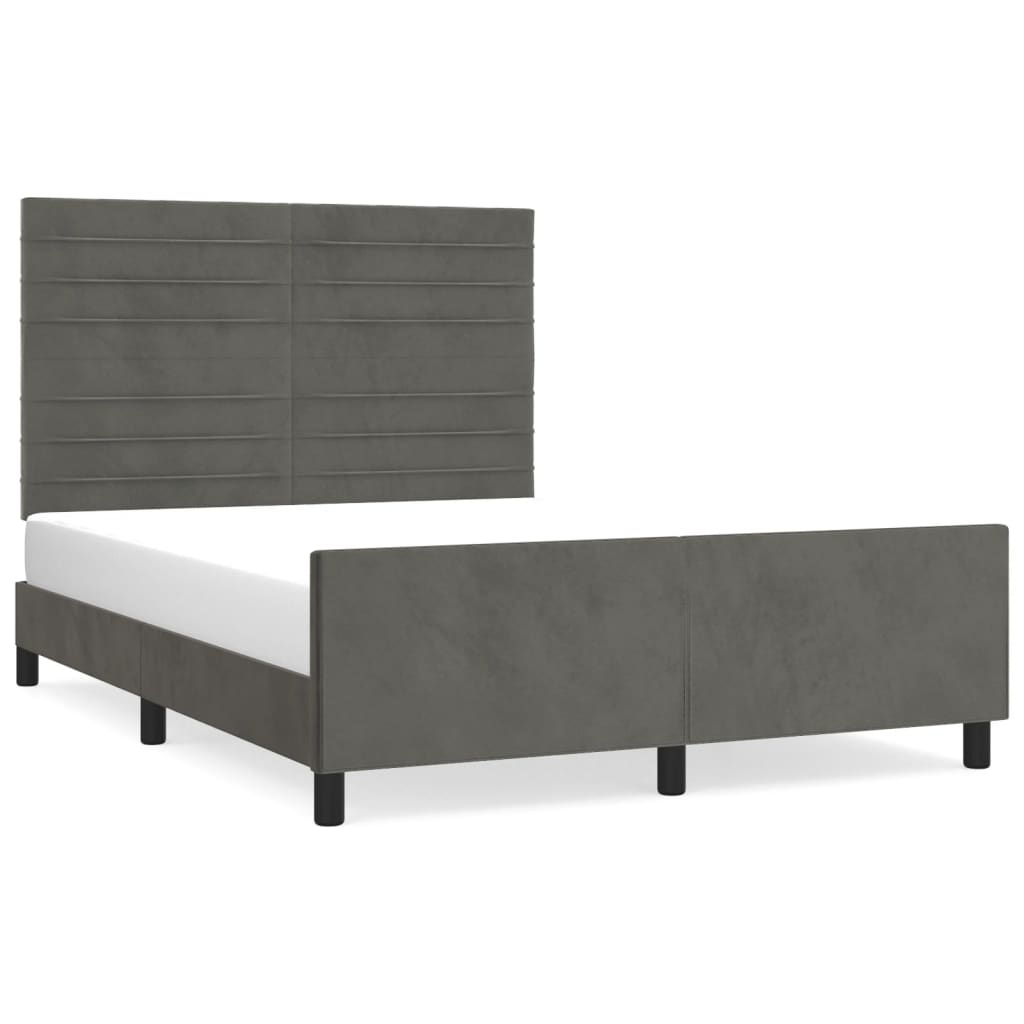 Bed Frame without Mattress Dark Grey 140 x 200 cm Velvet