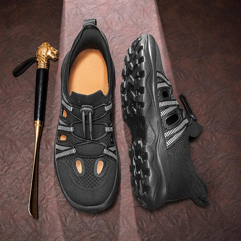 Men's Wide Toe Box Sneakers Casual Sports Slip-on Shoes Barefoot Hollowed Minimalist Design Summer Breathable Plus Big Size