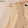 ZANZEA Women Casual Splice V-Neck Loose Sleeveless Tank Tops