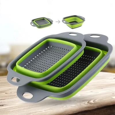 Silicone Folding Drain Basket Collapsible Drainer Fruit Vegetable Washing Basket Foldable Strainer Colander Kitchen Storage Tool