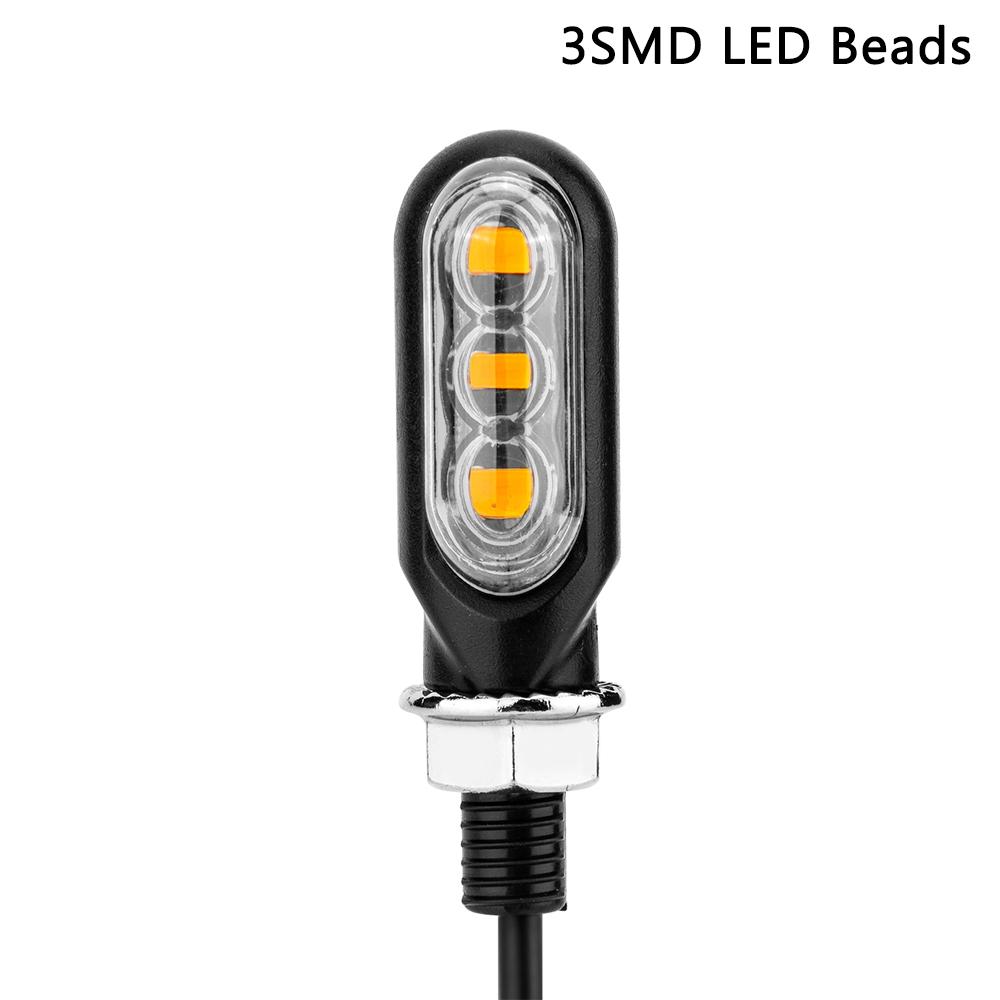 3SMD LED 12V 3000K 1200LM Tail Lamps Yellow Lights M10 Screw Motorcycle Turn Signal Lights Flashing Universal Mini Blinker