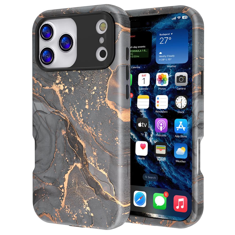 For iPhone 17 Pro Max Case Water Transfer Printing PC+TPU Phone Cover